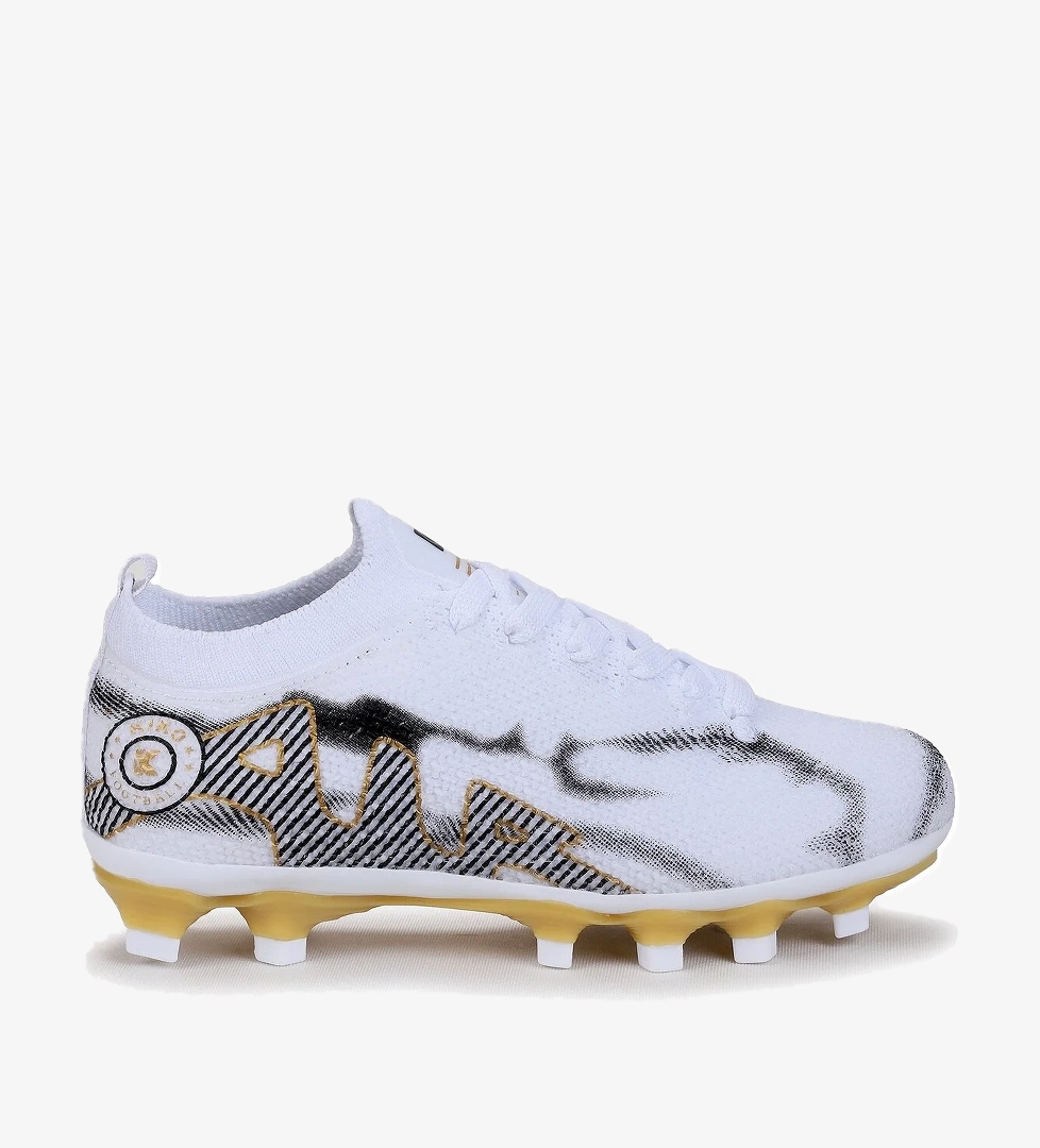 Mila Krampon Çim Saha Erkek Çocuk Futbol Ayakkabı Beyaz - Altın