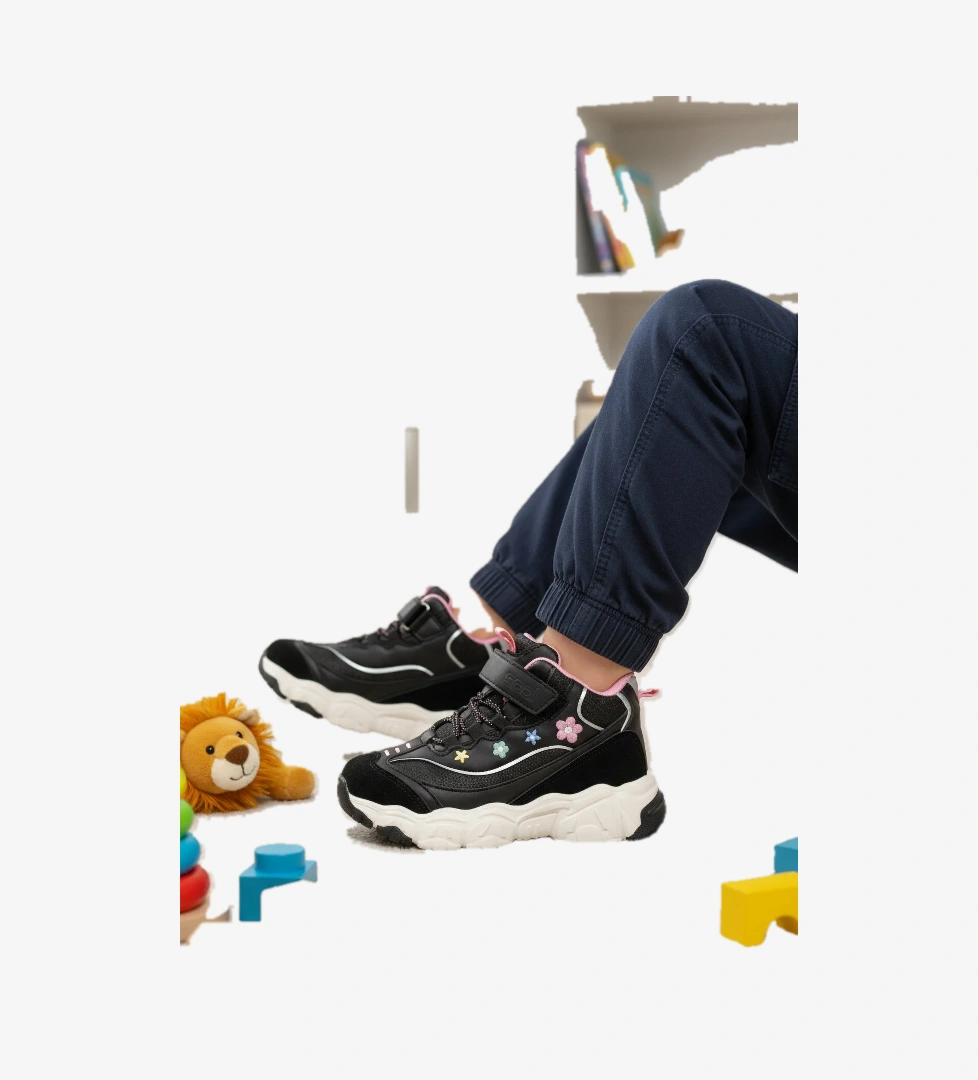 Cool Cool Bella Uzun P Siyah Cırtlı Desenli Kız Çocuk Spor Ayakkabı Flo'da! Siyah - 1. görsel