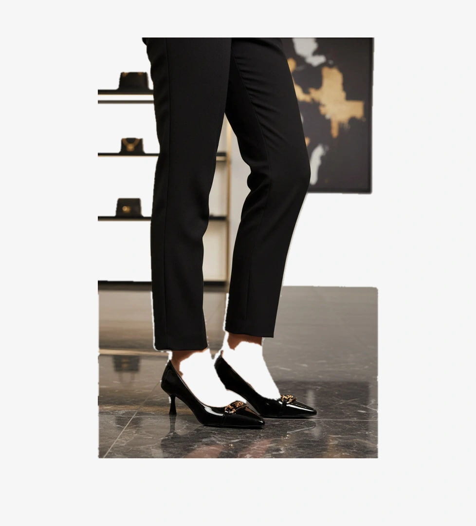 Ayakmod Ayakmod 695029 Z Siyah Rugan Kadın Tokalı Stiletto Kadın Topuklu Ayakkabı Flo'da! Siyah - 1. görsel