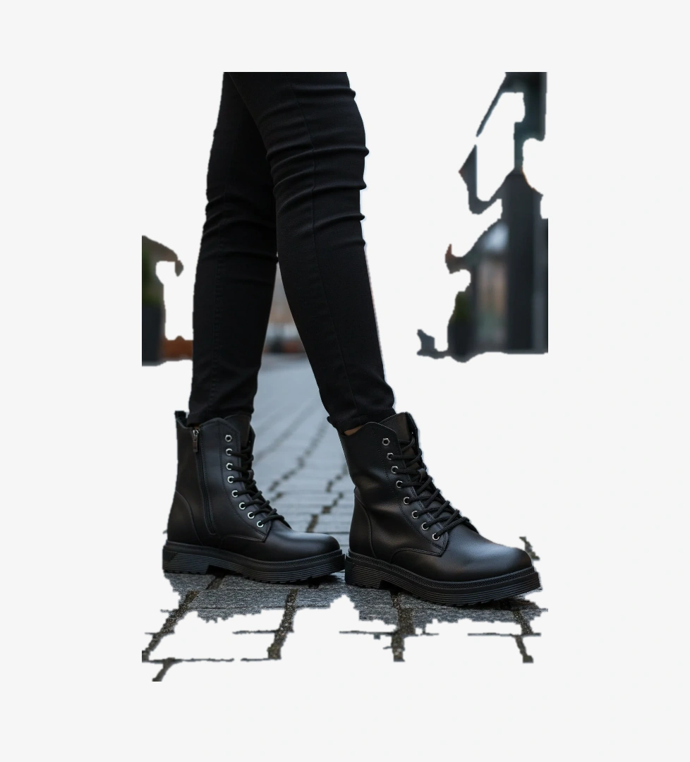 Ayakmod Ayakmod 525383 Z Siyah Cilt Kadın Bot Flo'da! Siyah - 1. görsel