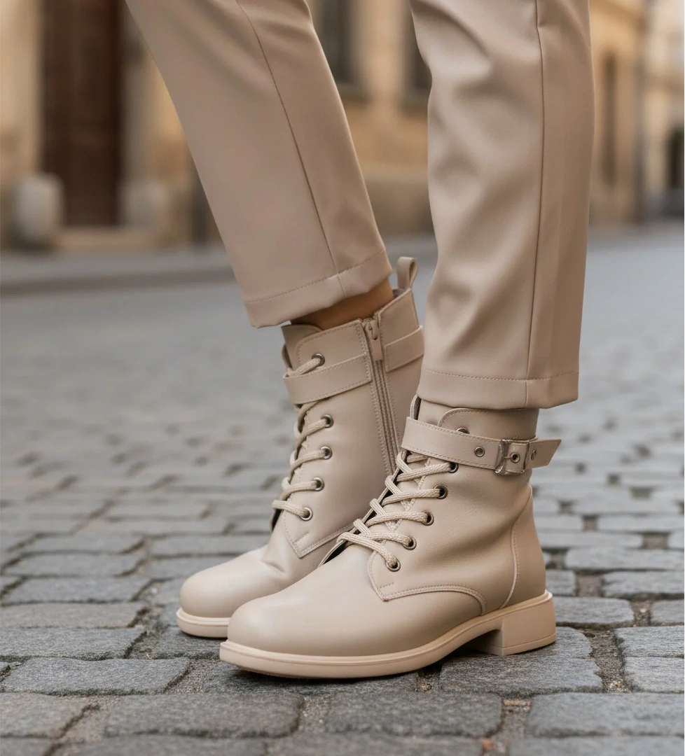 Ayakmod Ayakmod 209151 Z Bej Cilt Soğuğa Dirençli Polarlı Tokalı Kadın Bot Flo'da! Bej - 1. görsel