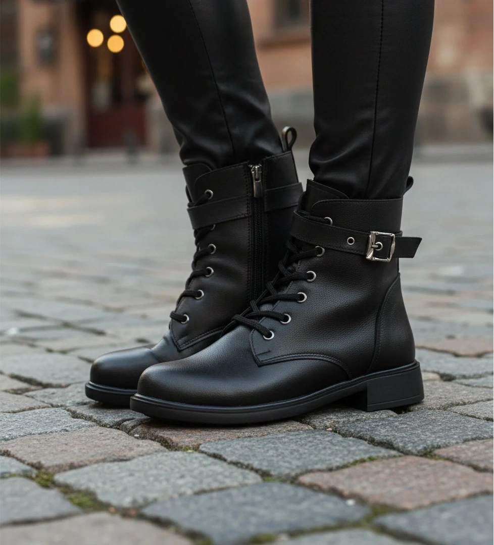 Ayakmod Ayakmod 209151 Z Soğuğa Dirençli Polarlı Tokalı Siyah Cilt Kadın Bot Flo'da! Siyah - 1. görsel