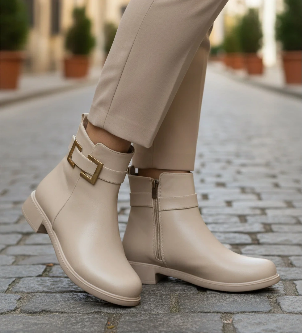 Ayakmod Ayakmod 209144 Z Soğuğa Dirençli Bej Cilt Kadın Bot Flo'da! Bej - 1. görsel