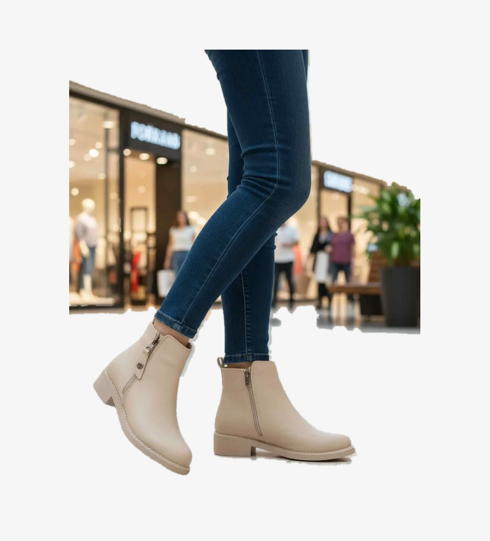 Ayakmod Ayakmod 224581 Z Soğuğa Dirençli Polarlı Fermuarlı Bej Cilt Kadın Bot Flo'da! Bej - 1. görsel