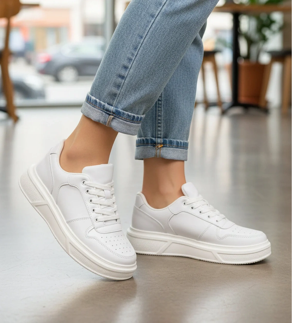 Ayk S Ayk S AYK'S Aper Beyaz Bağcıklı Unisex Spor Ayakkabı Flo'da! Beyaz - 1. görsel