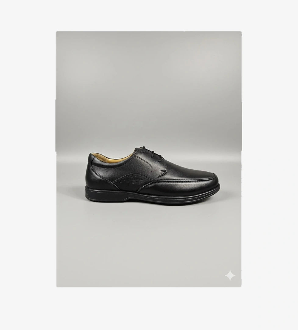 Akyüz Akyüz Siyah Öztürk Bağcıklı Kat Kat Model Hakiki Deri Erkek Günlük Comfort Ayakkabı AY-403-BN-K Flo'da! Siyah - 1. görsel