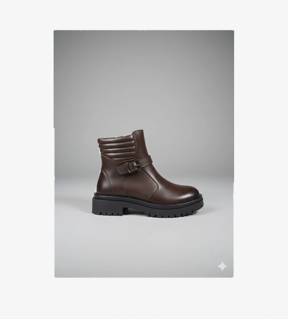 Marka Yılmaz Öztürk Marka Kısa Topuklu Kemer Tokalı Kadın Deri İçi Kürklü Bot Marka-856 model görseli