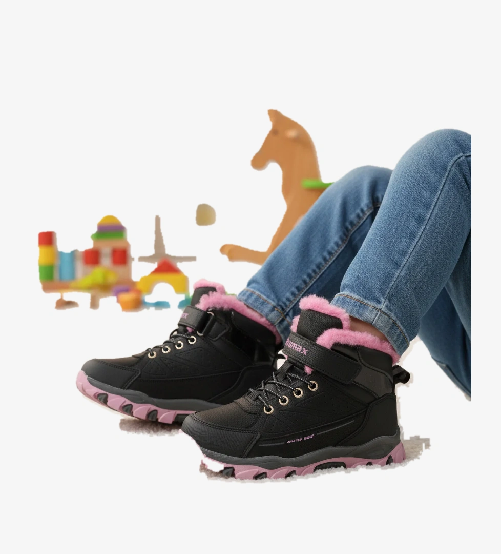 Promax Promax 2082 Cırtlı Kürklü Kaymaz Siyah-Pembe Kız Çocuk Bot Flo'da! Siyah - 1. görsel