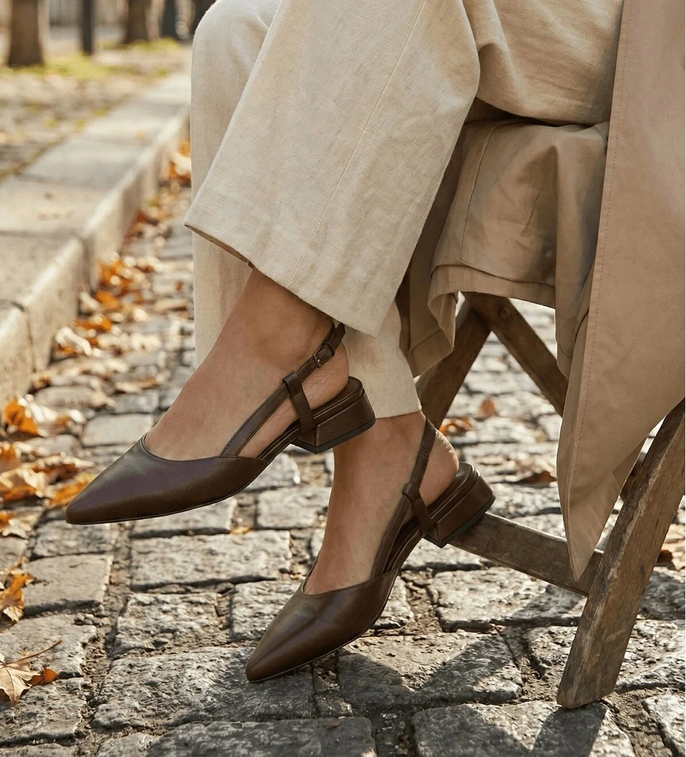 Divolya Divolya Felina Kahverengi Kırışık ( 3 cm Topuklu ) Sivri Burun Topuklu Ayakkabı Flo'da! Kahverengi - 1. görsel