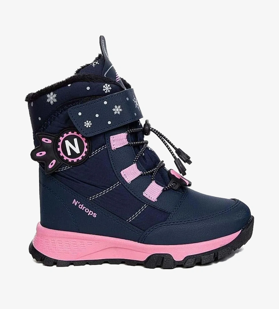 Ndrops YSEYL014 Kız Çocuk Kar Botu Lacivert - Pembe
