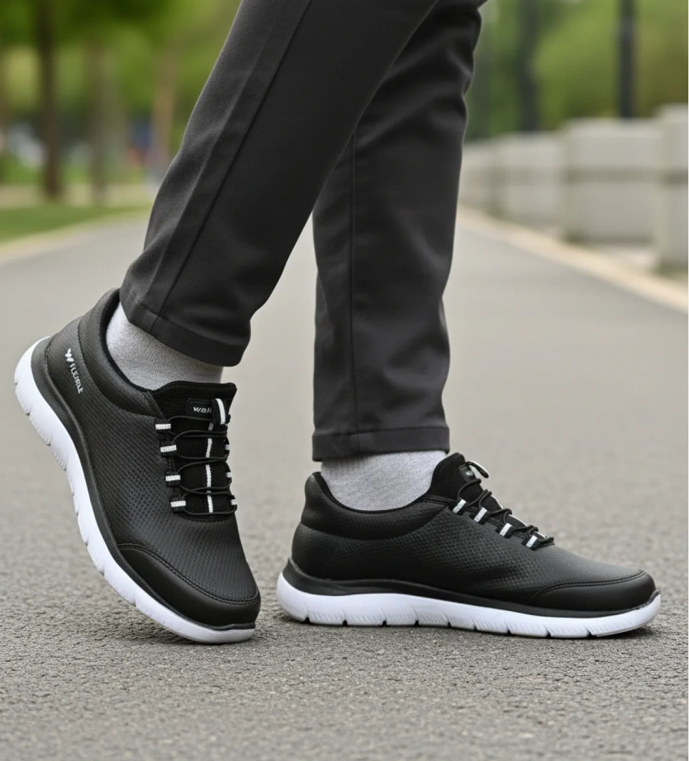 Walkway Flexible Pu M Siyah-Beyaz Erkek Spor Ayakkabı