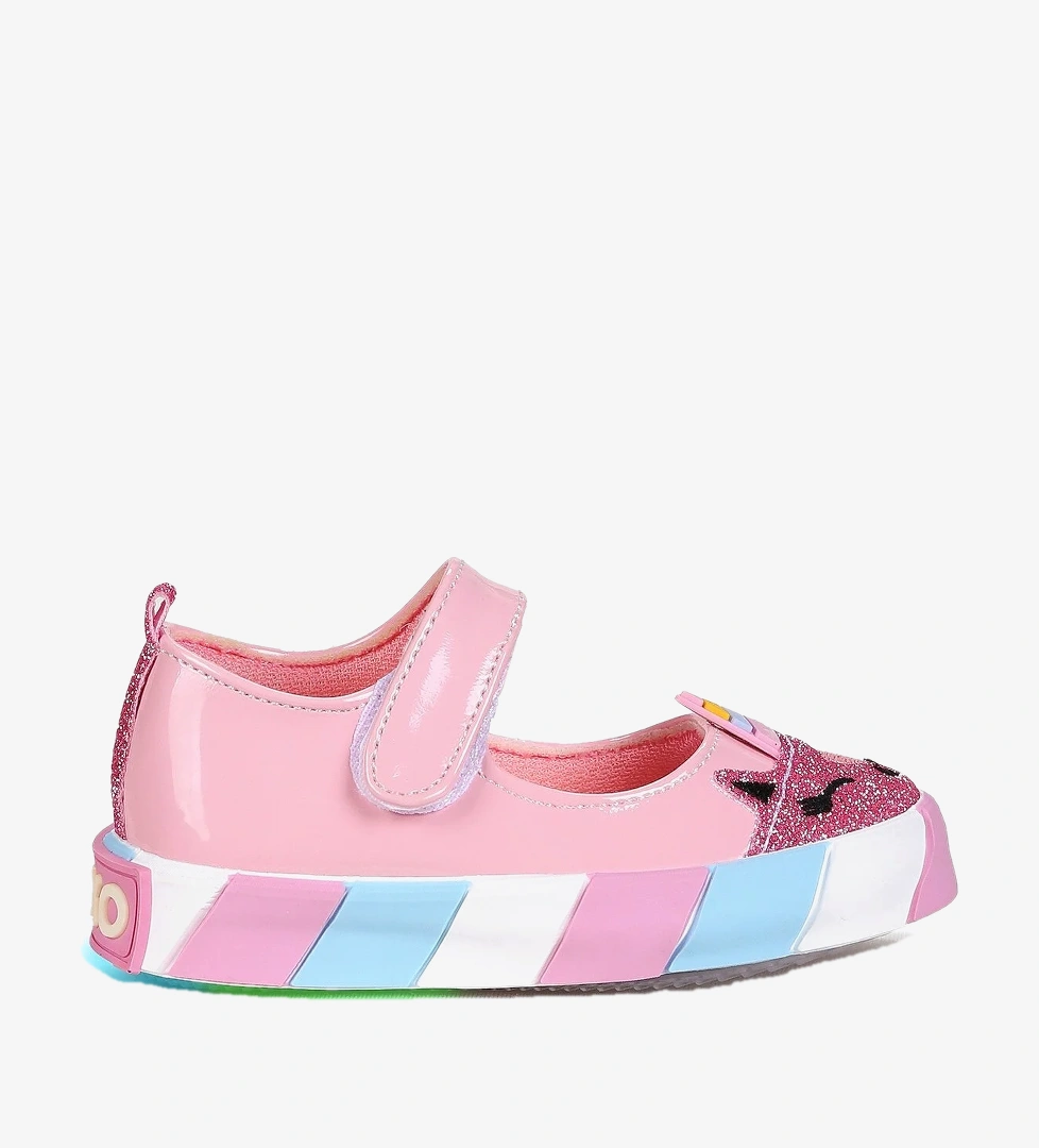 Kiko Kids Beyaz Kiko Kids Gilan Cirtli Işıklı Kız Bebek Babet Ayakkabı