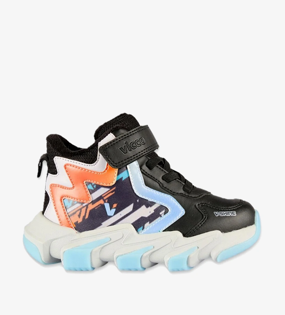 946.P25K.441 Speed Patik Işıklı Phylon Siyah-Beyaz Çocuk Spor Ayakkabı