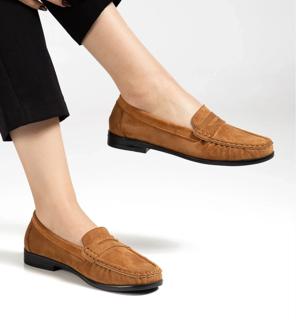 Tonny Black Kadın Taba Termo Kaymaz Taban Loafer Oxford Kadın Ayakkabı