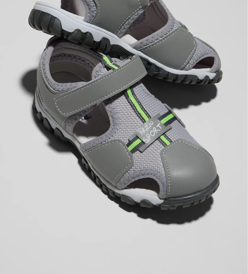 Tonny Black Çocuk Unisex Açık Gri Çoçuk Cırtlı Rahat Kalıp Sandalet