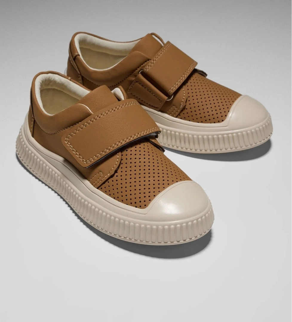 Tonny Black Çocuk Unisex Camel Çoçuk Cırtlı Rahat Kalıp Sneaker