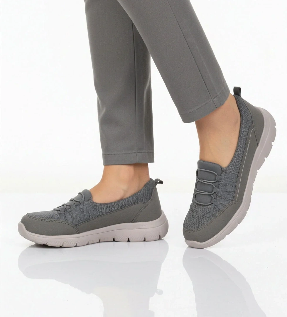 Walkway Füme Fileli Hafif Esnek Kadın Günlük Yürüyüş ve Spor Ayakkabı Bst-1009 G