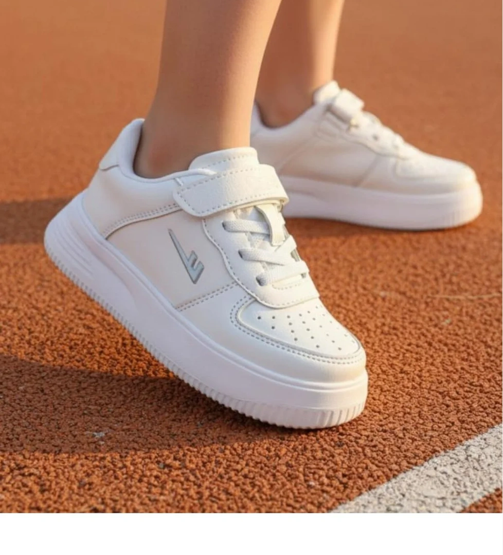 Ellaboni Unisex Çocuk Siyah / Beyaz Fınster Spor Ayakkabı Cırtlı Hafif Taban Rahat Sneaker