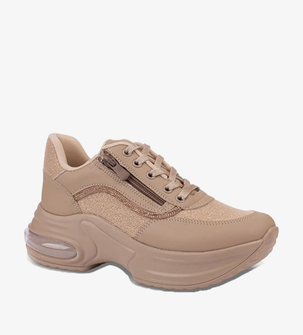 Cakgo Modalendo 1511-26 Cilt Deri Simli Şeritli Anatomik Bağcıklı Kadın Sneaker