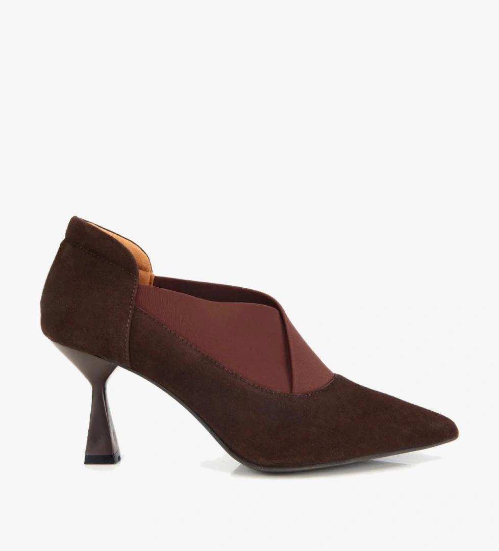 Hotiç Siyah Hotiç Süet Deri Kadın Streç Detaylı İnce Topuklu Stiletto