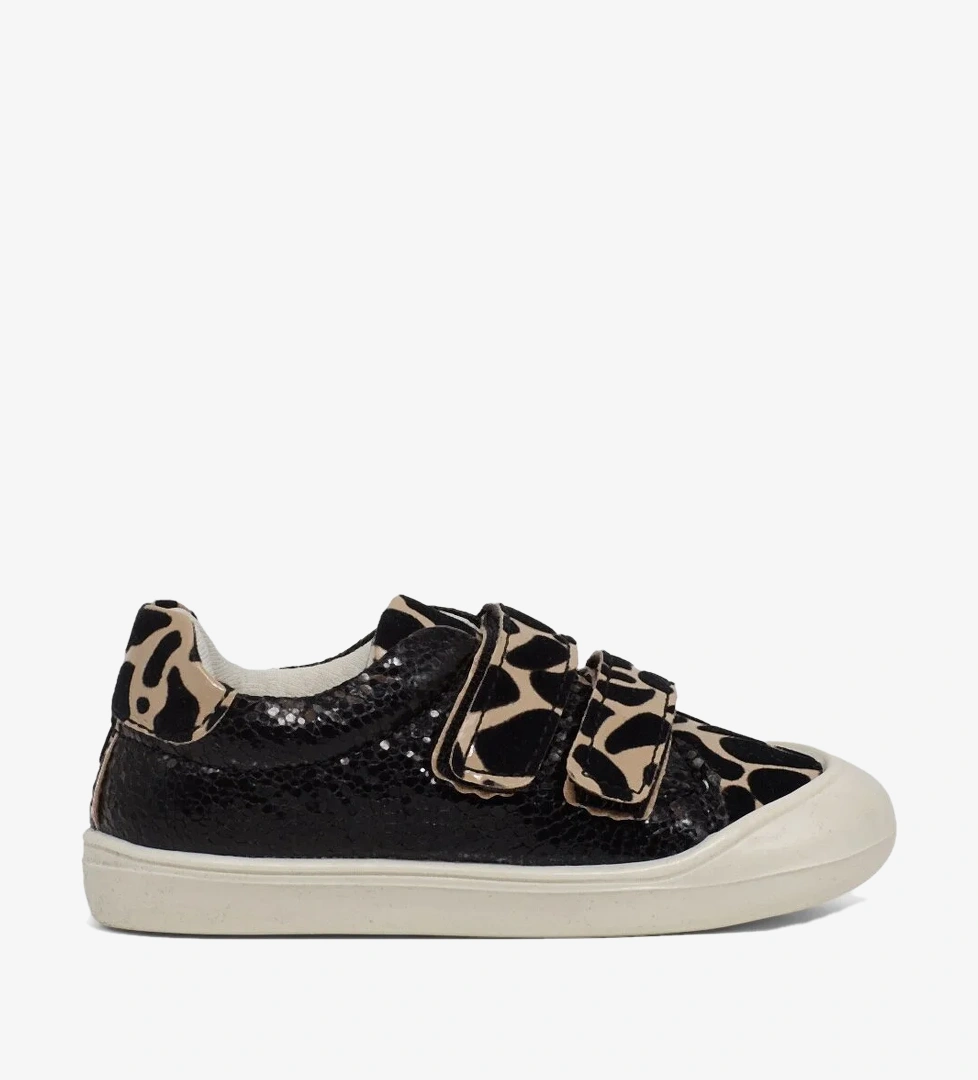 Tonny Black Kız Çocuk Siyah Leopar İlk Adım Taşlı Rahat Kalıp Sneaker