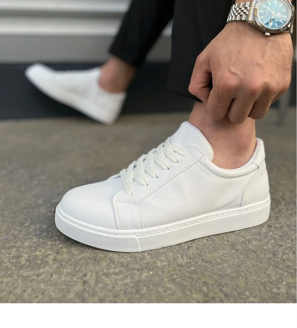 Pabucmarketi Beyaz Bağcıklı Erkek Sneaker