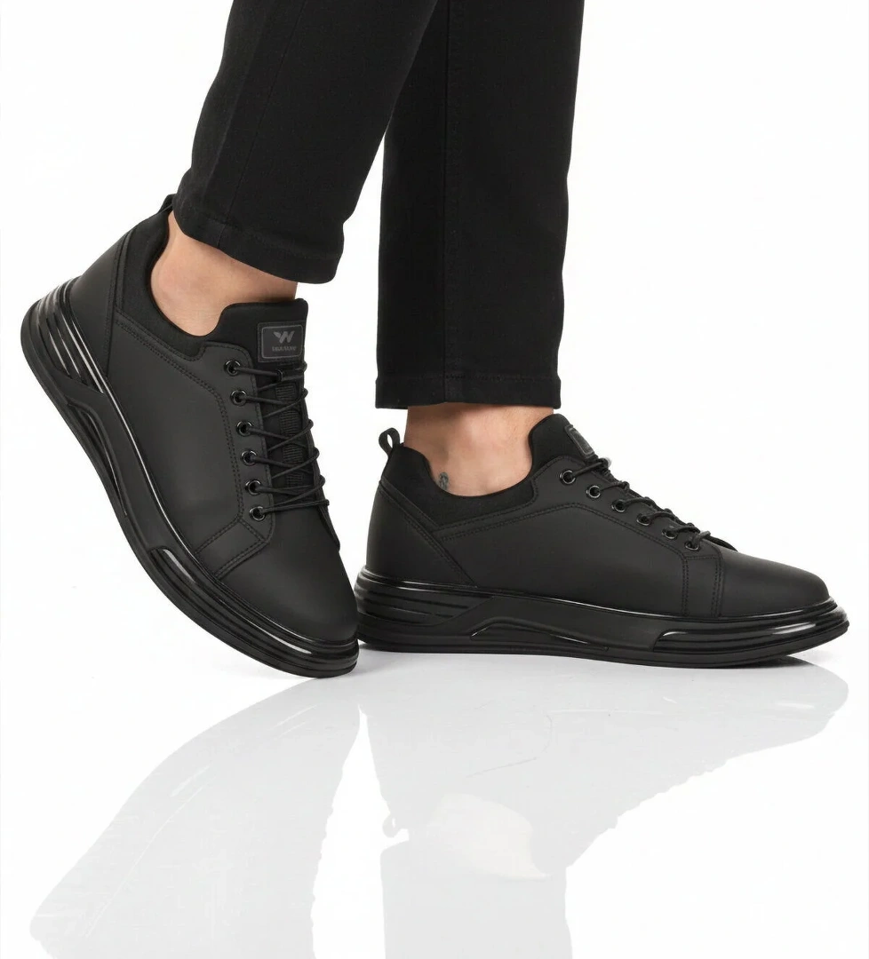 Walkway Siyah Lastik Bağcıklı Erkek Sneaker Balase M