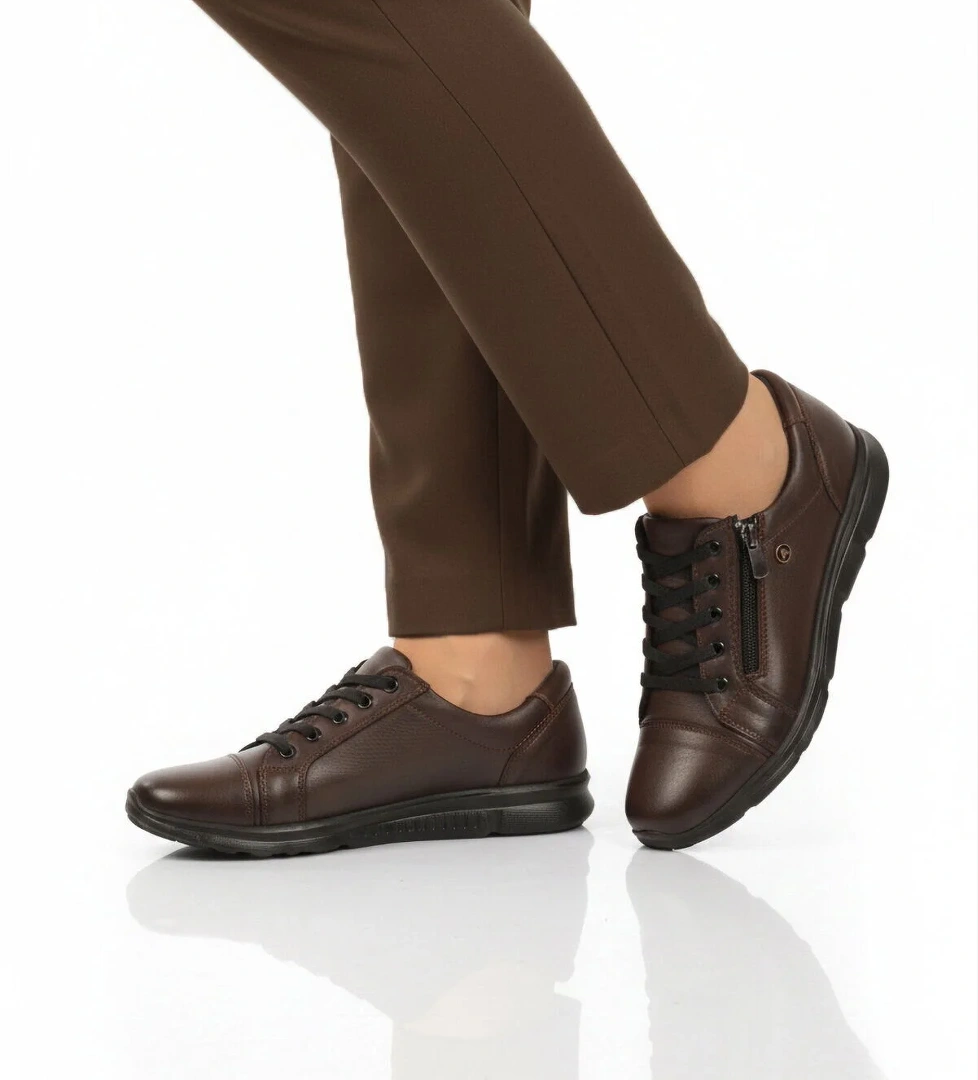 Ayakmod Kahverengi Ayakmod Hakiki Deri Anatomik Kadın Casual Ayakkabı 635 Z