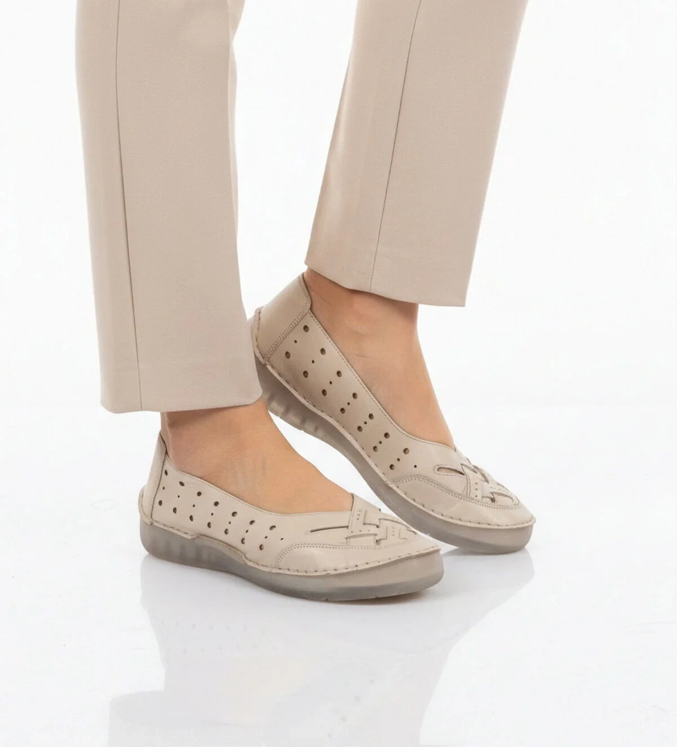 Ayakmod Bej Ayakmod Premium Hakiki Deri Anatomik Kadın Casual Ayakkabı 44401 Z