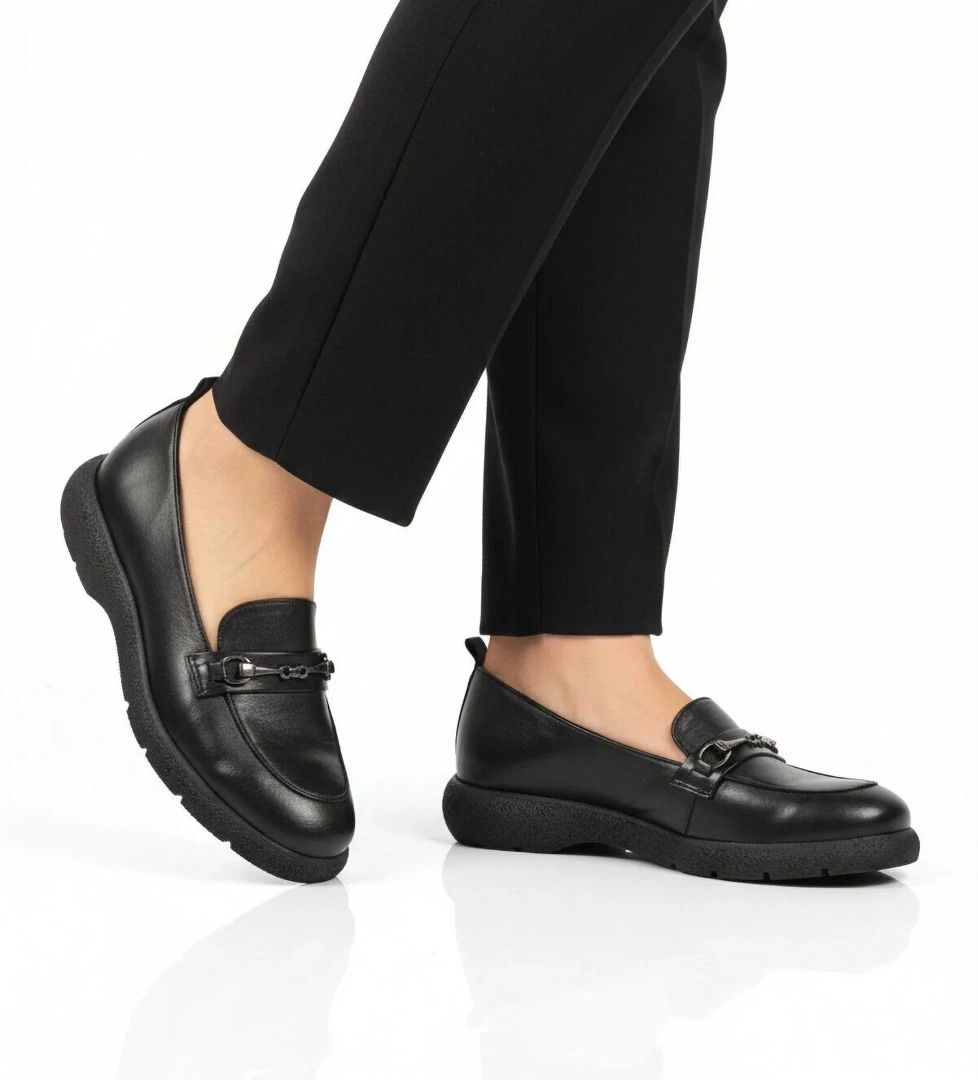 Ayakmod Siyah Ayakmod Hakiki Deri Kadın Casual Ayakkabı Premium 44332 Z