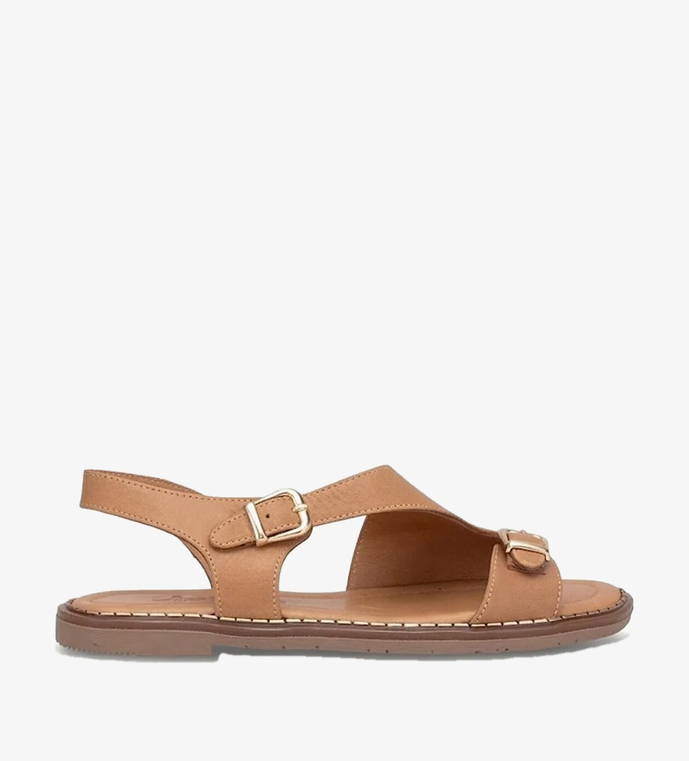 Ayakkabı Fuarı Siyah Ayakkabı Fuarı Fuari Elit KOC54-07 Kadın Hakiki Deri Düz Sandalet