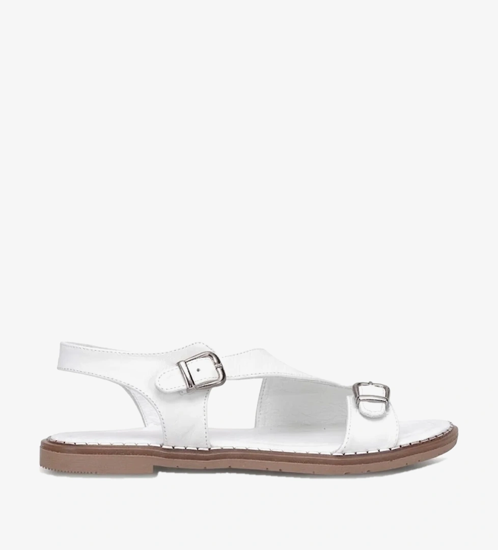 Ayakkabı Fuarı Siyah Ayakkabı Fuarı Fuari Elit KOC54-07 Kadın Hakiki Deri Düz Sandalet