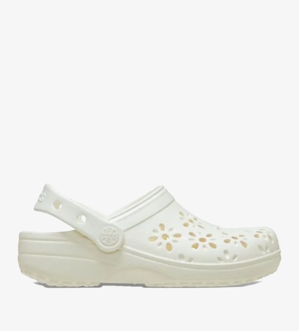 Crocs Classic Floral Cut Out Clog Kadın Beyaz Terlik 210927