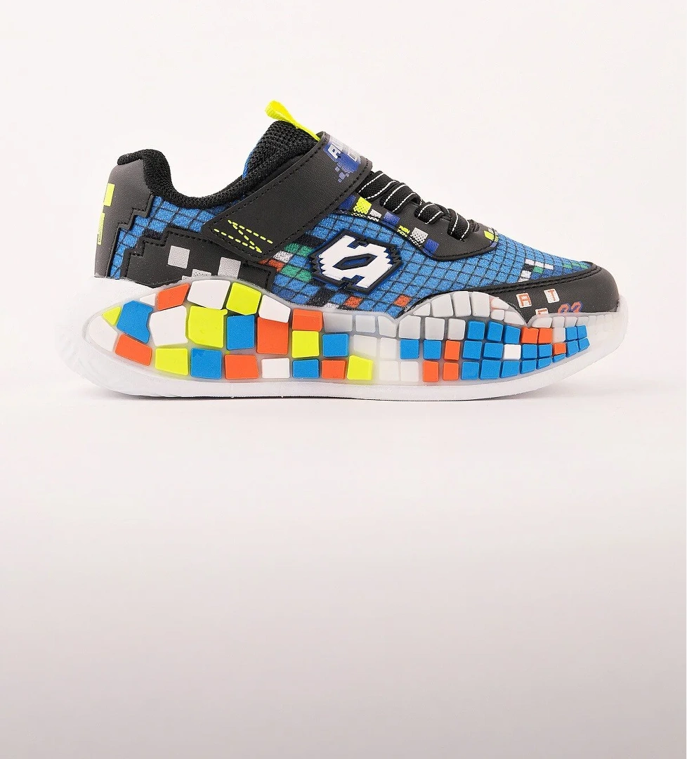 Muggo BLOCK Renkli Blok Tabanlı Cırtlı ve Bağcıklı Çocuk Sneaker Spor Ayakkabı