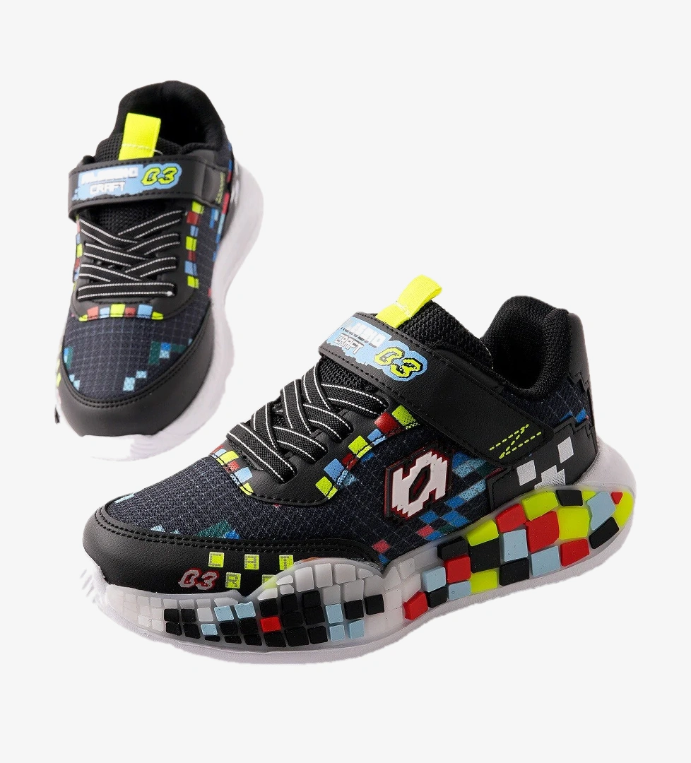 Muggo BLOCK Renkli Blok Tabanlı Cırtlı ve Bağcıklı Çocuk Sneaker Spor Ayakkabı