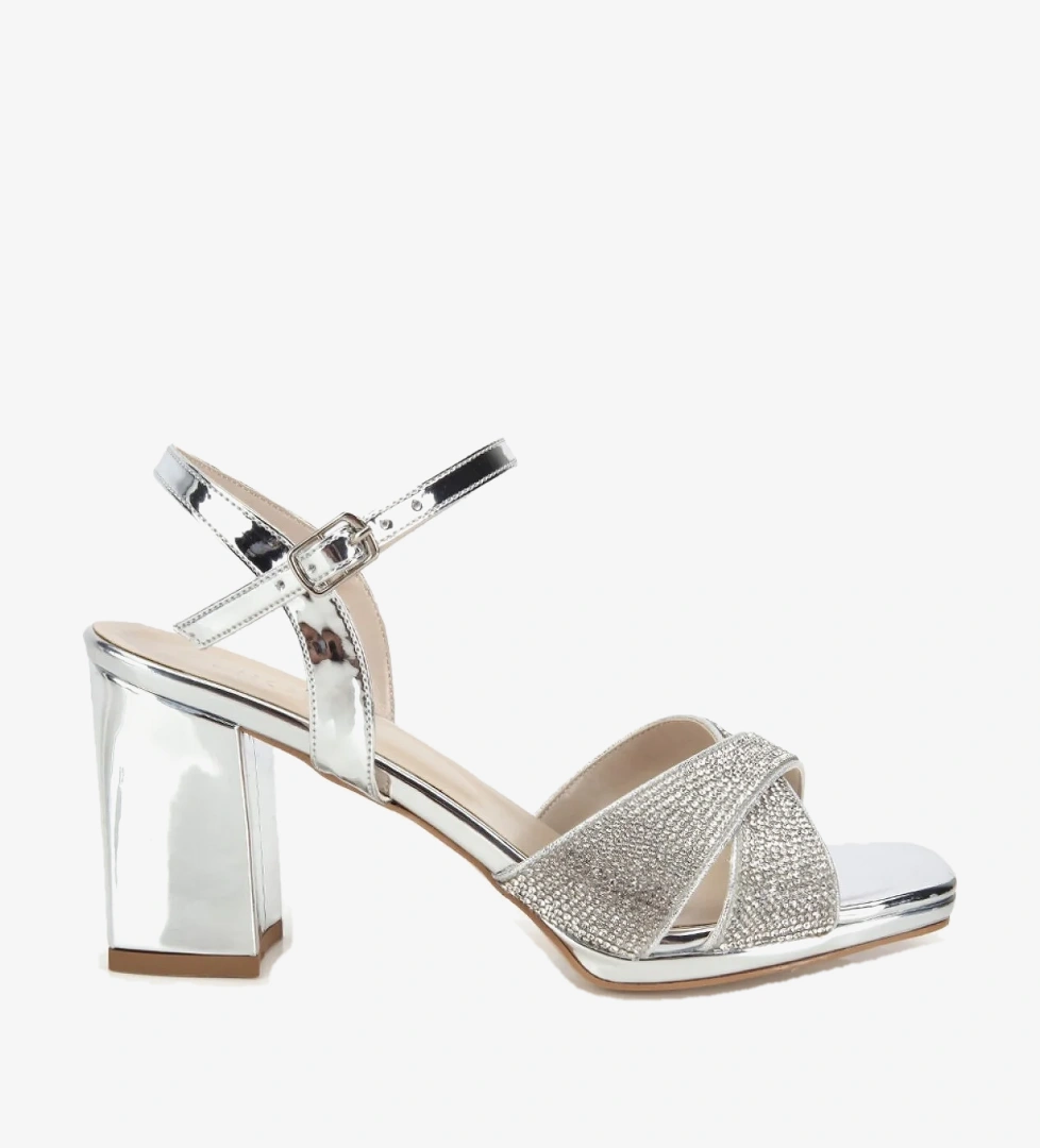 Hotiç Altın Hotiç Hotiç Rugan Kadın Taş Detaylı Bilekte Topuklu Sandalet