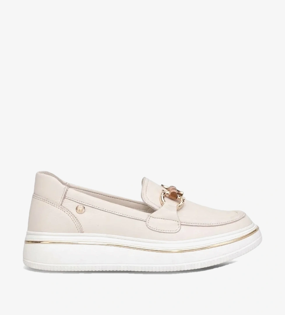 Mammamia D26YA-3960 Kadın Hakiki Deri Casual Ayakkabı Krem