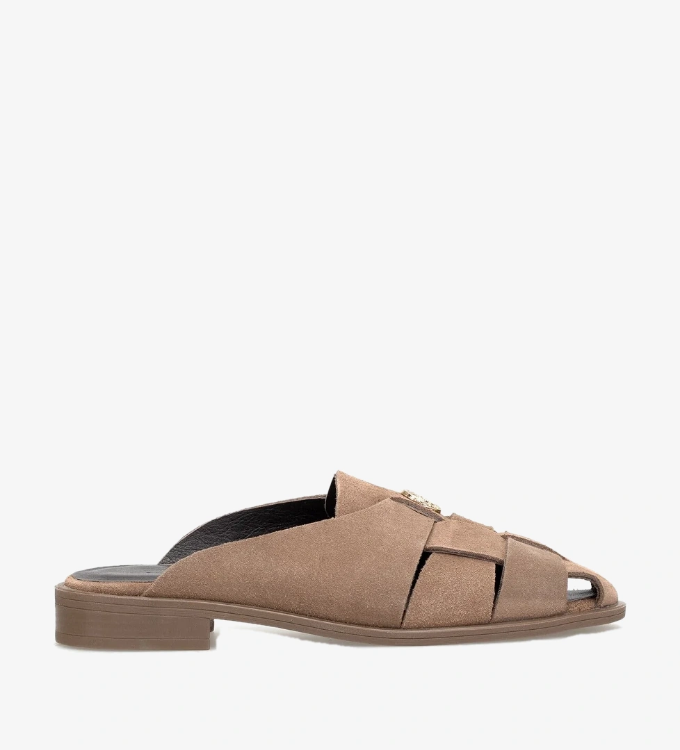 Ayakkabı Fuarı Siyah Ayakkabı Fuarı Fuari Elit ZYN4200 Kadın Hakiki Deri Düz Terlik