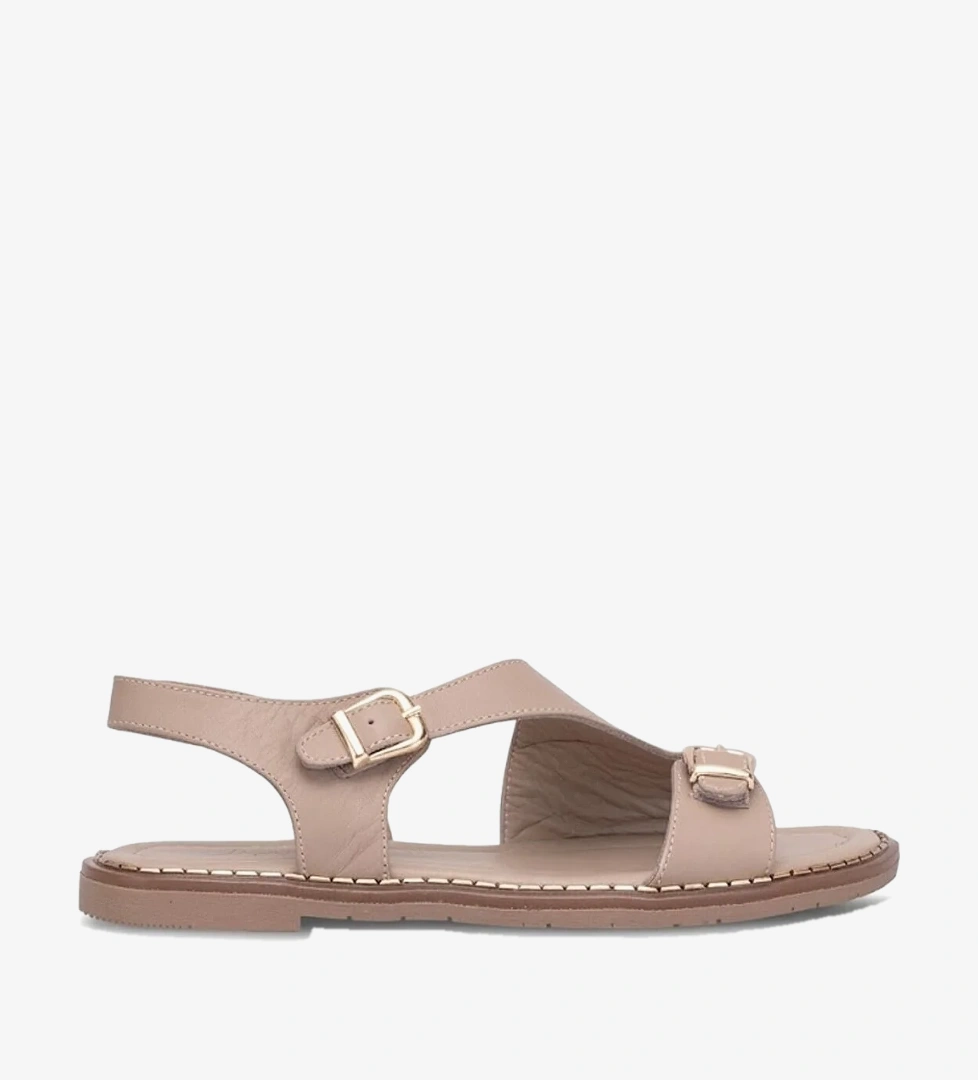 Ayakkabı Fuarı Siyah Ayakkabı Fuarı Fuari Elit KOC54-07 Kadın Hakiki Deri Düz Sandalet