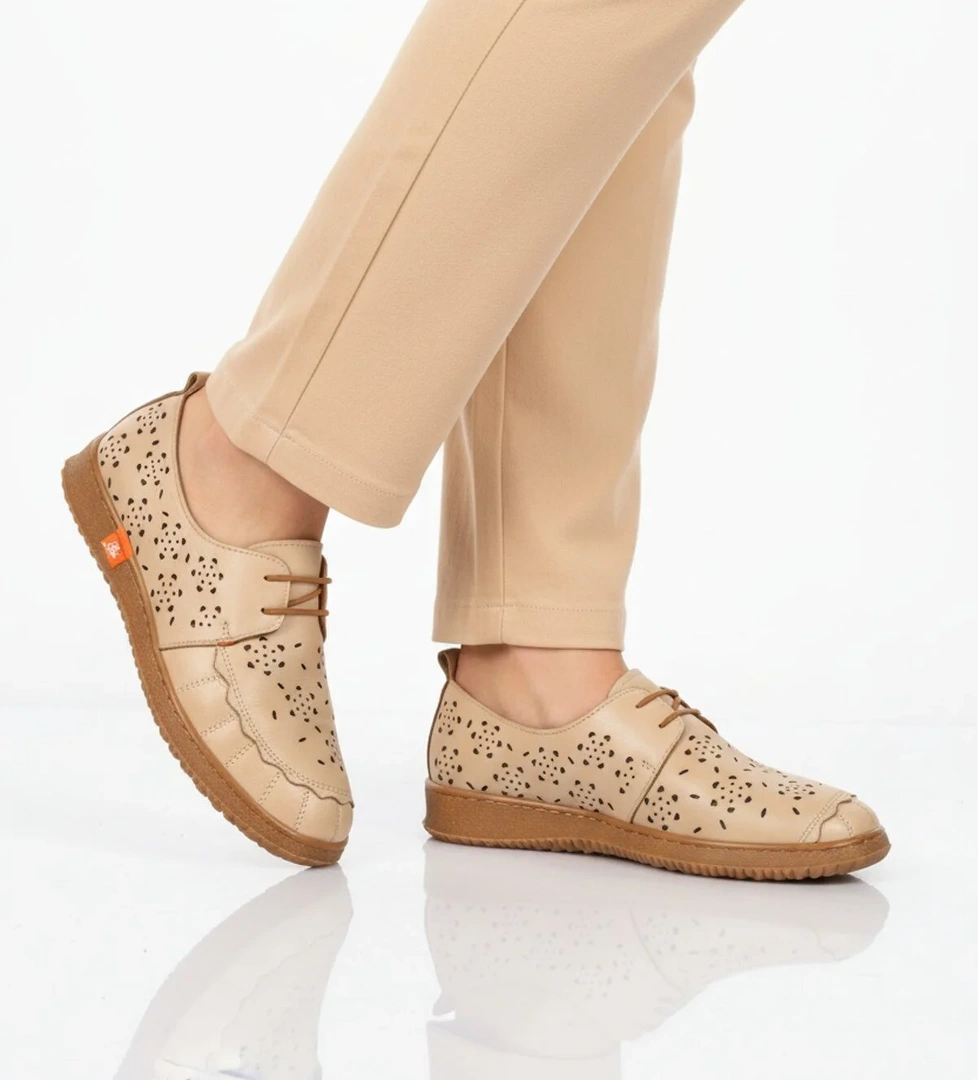 Ayakmod Bej Ayakmod Hakiki Deri Kadın Casual Ayakkabı 2084 Z