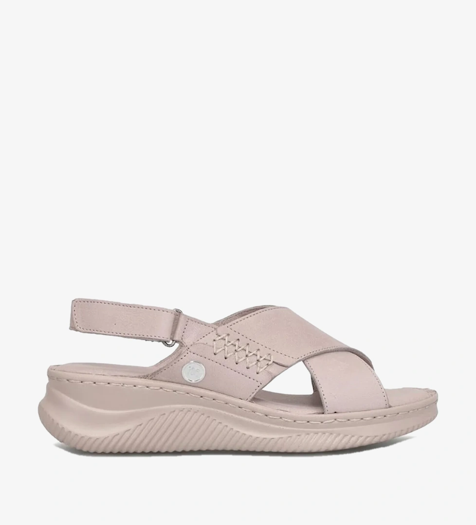 Mammamia D26YS-5320 Kadın Hakiki Deri Dolgu Topuk Sandalet Gri