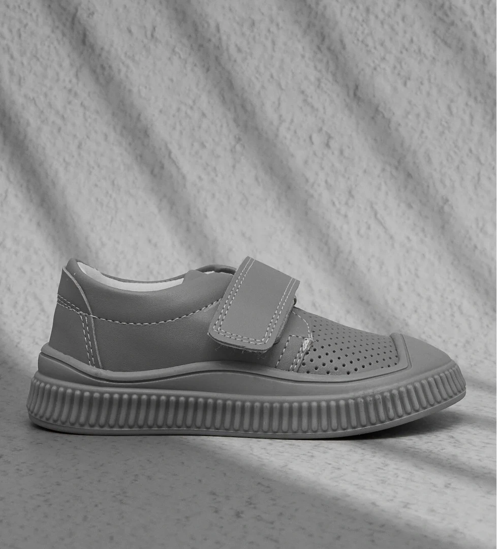 Tonny Black Çocuk Unisex Gri Çocuk Cırtlı Rahat Kalıp Sneaker