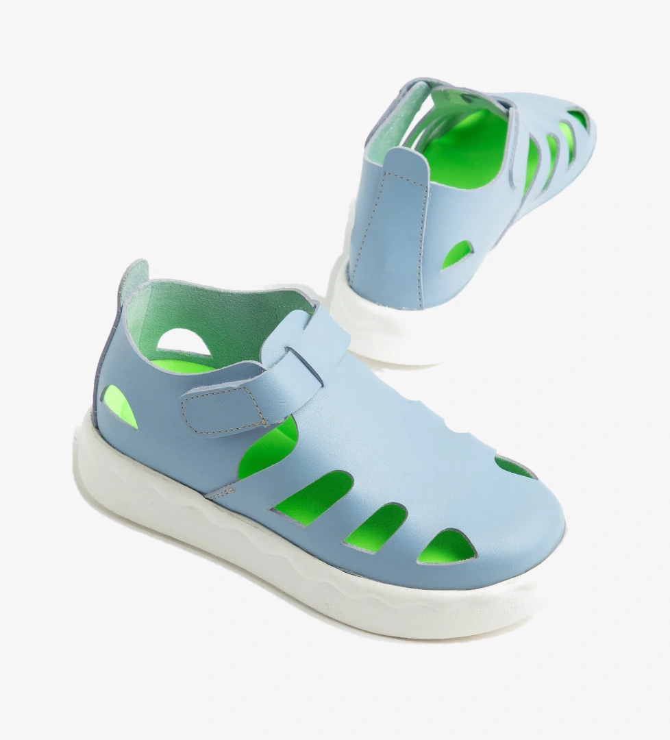 Tonny Black Çocuk Unisex Açık Mavi Hafif Tabanlı Rahat Cırtlı Sandalet
