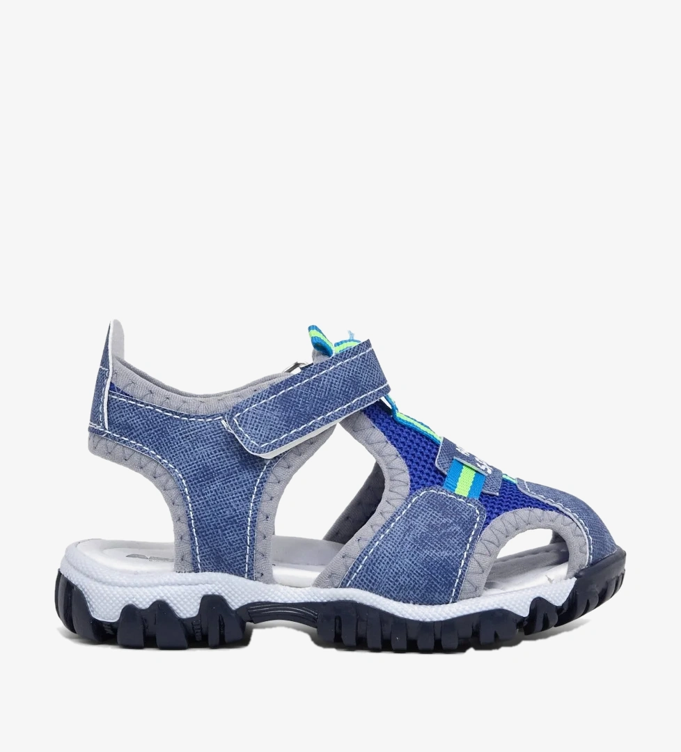 Tonny Black Çocuk Unisex Kot Mavi Çoçuk Cırtlı Rahat Kalıp Sandalet