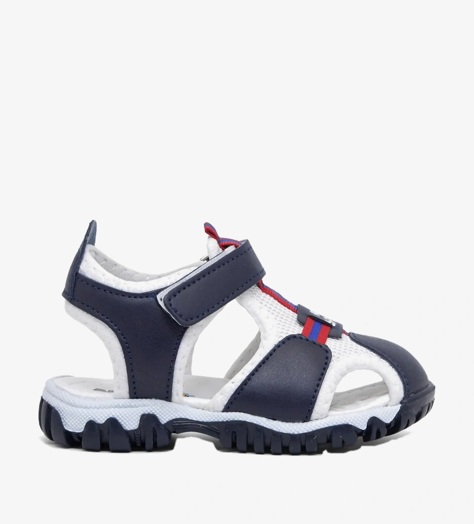Tonny Black Çocuk Unisex Lacivert Beyaz Çoçuk Cırtlı Rahat Kalıp Sandalet
