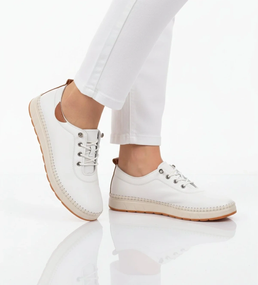 A Spor Bej A Spor Hakiki Deri Kadın Casual Ayakkabı