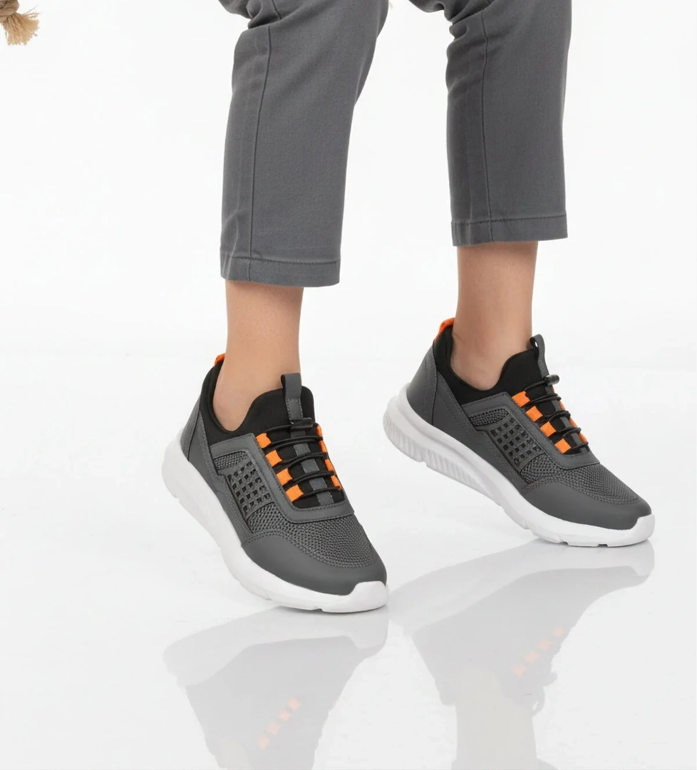 Walkway Füme Turuncu Fileli Hafif Esnek Unisex Çocuk Spor Ayakkabı 9060 Motano F