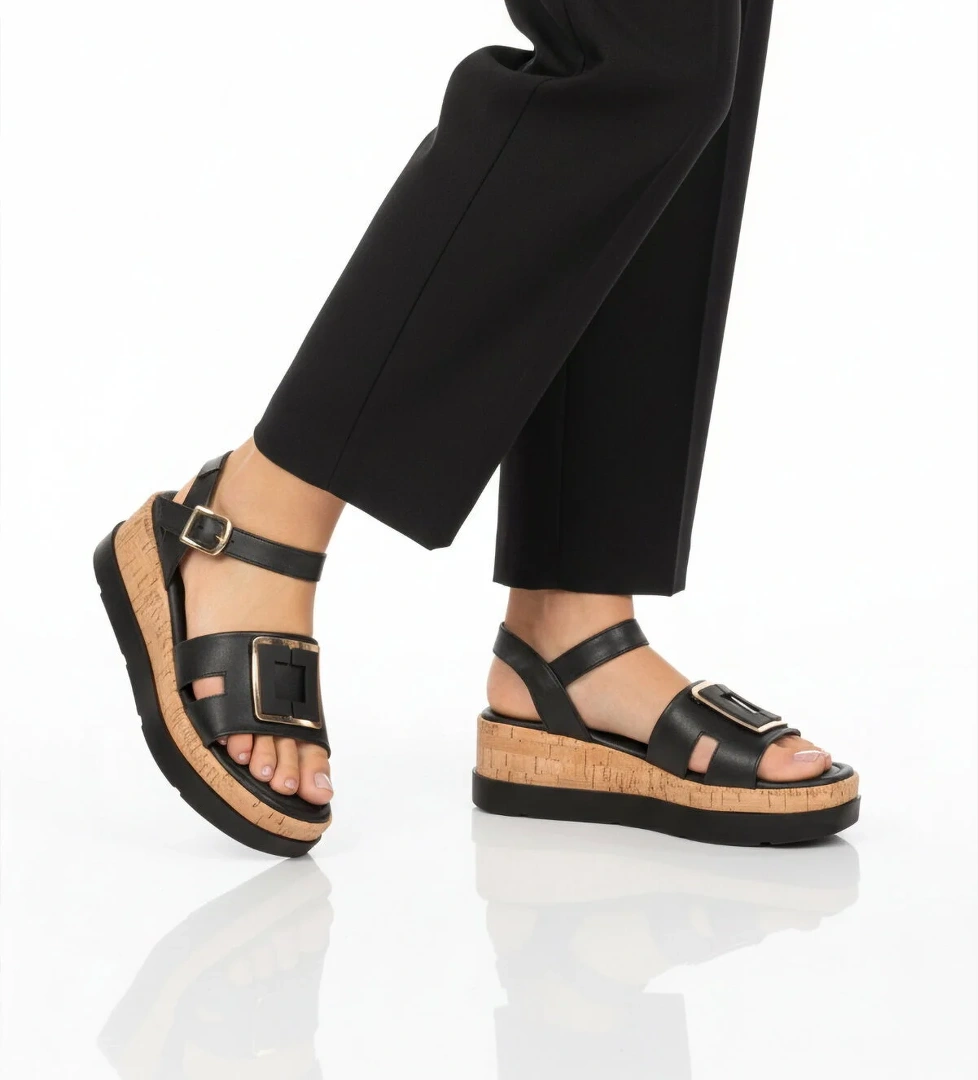 Ayakmod Siyah Ayakmod Hafif Kadın Topuklu Sandalet 35181 G