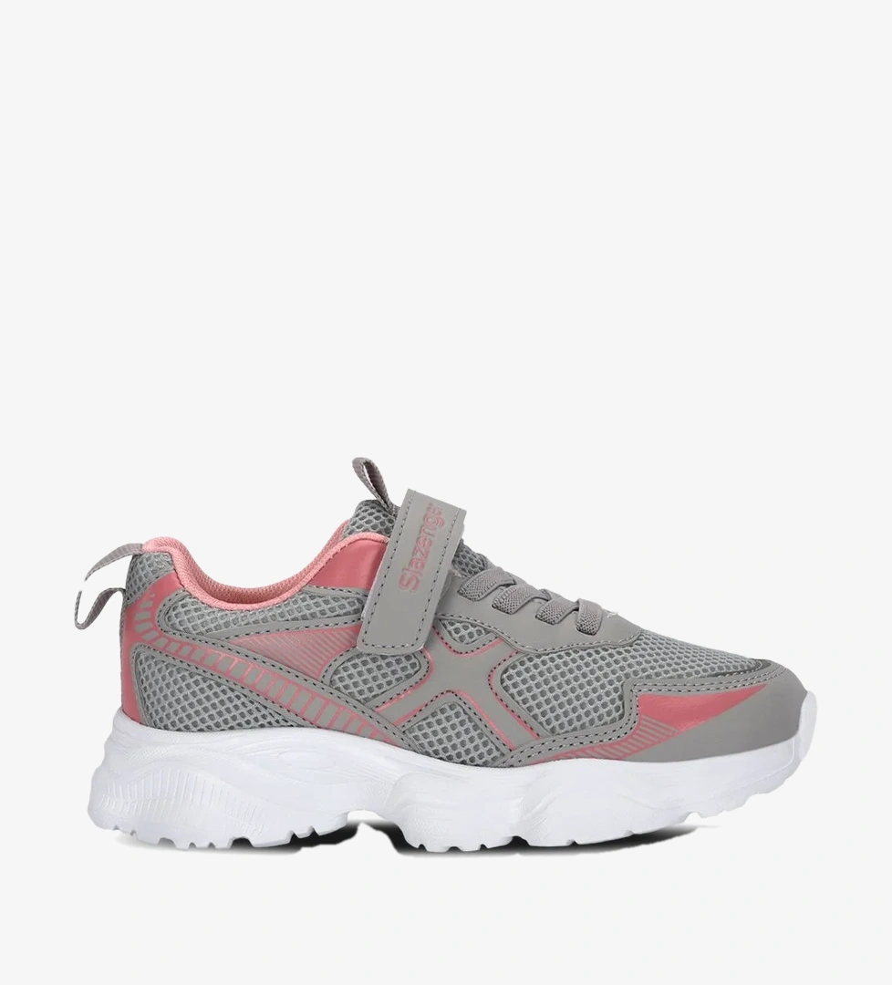 Slazenger FAST TRACK I Kız Çocuk Cırt Cırtlı Gri / Pembe Günlük Spor Ayakkabısı
