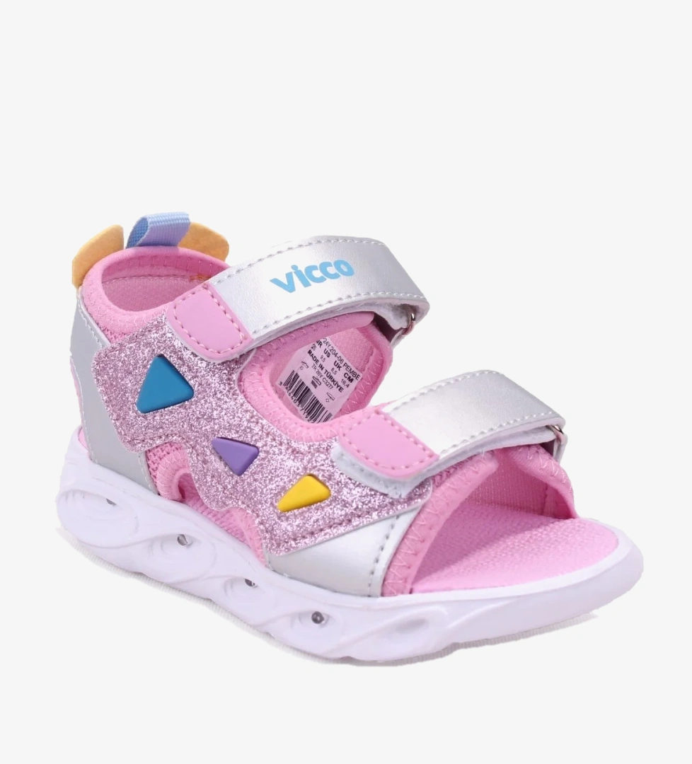 VICCO 321F24Y204 Hilda Pembe Ortopedik Günlük Işıklı Kız Çocuk Spor Sandalet